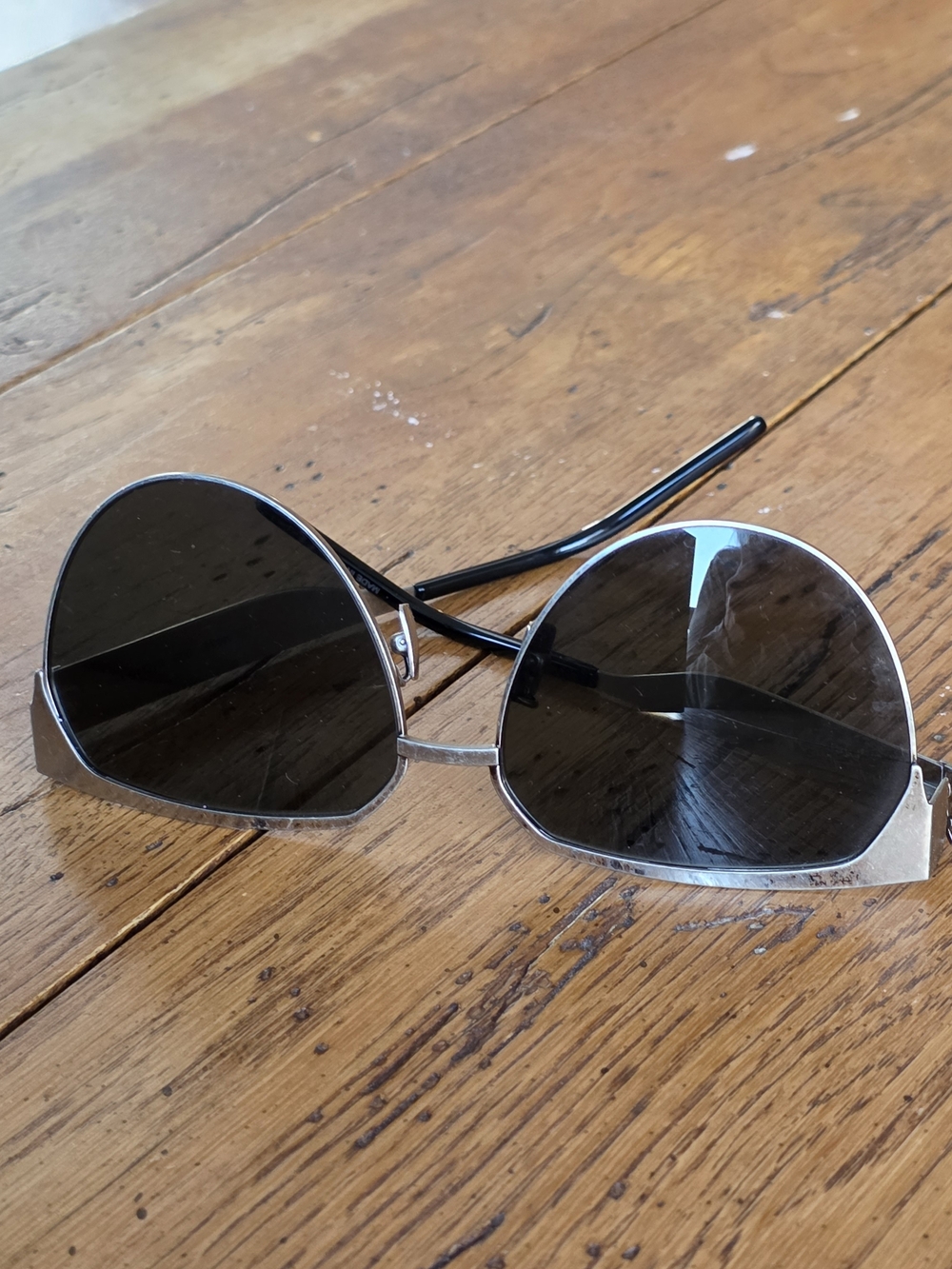 Saint Laurent Silver Frame Black Lens Designer Sunglasses